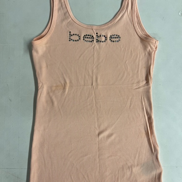 Bebe Ribbed Tank Top with Rhinestone Logo - Picture 2 of 2